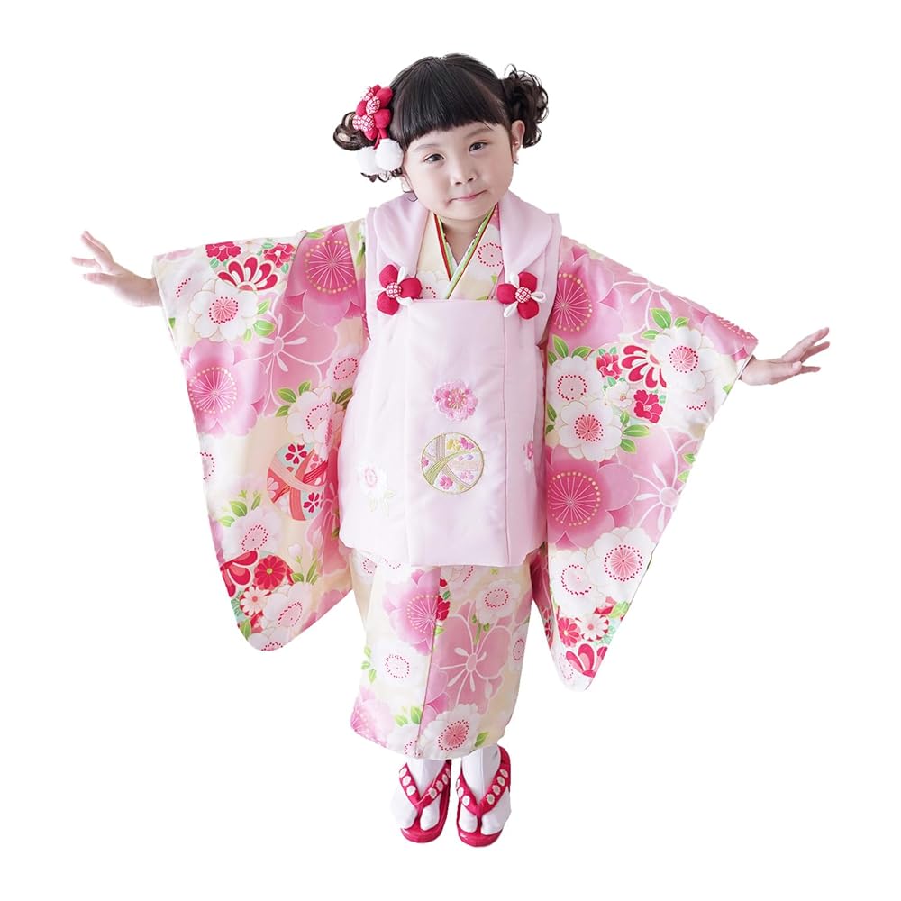【ほぼ未使用】京都花ひめ 七五三 3歳女の子 着物被布セット 紫 ほぼ未使用】京都花ひめ 七五三 3歳女の子 着物被布セット 紫